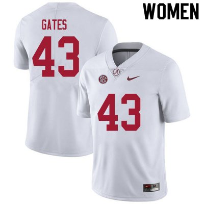 NCAA Women's Alabama Crimson Tide #43 A.J. Gates Stitched College 2020 Nike Authentic White Football Jersey ND17I10FA